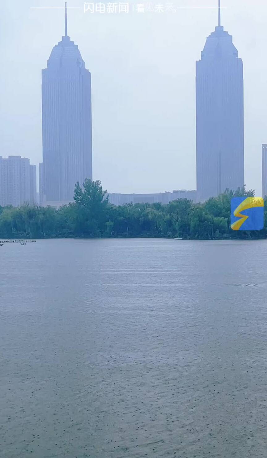 枣庄凤鸣湖上雨落成诗绘水墨