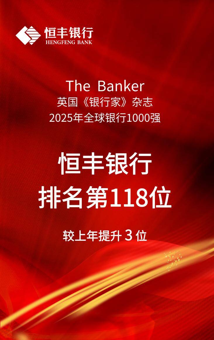 恒豐銀行全球千強(qiáng)排名第118位 較上年提升3位