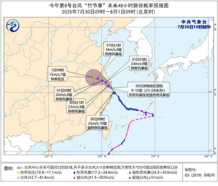 臺風來了！“竹節草”今起影響山東 中東部局部暴雨+10級大風