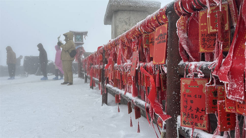 春雪纷飞 泰山之巅现雾凇雪凇奇观