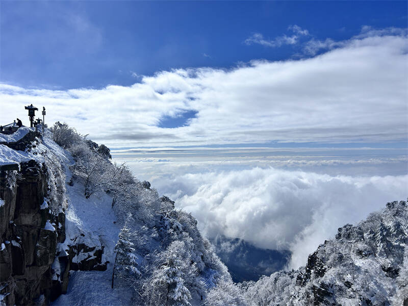雪霁云海涌 泰山披银装