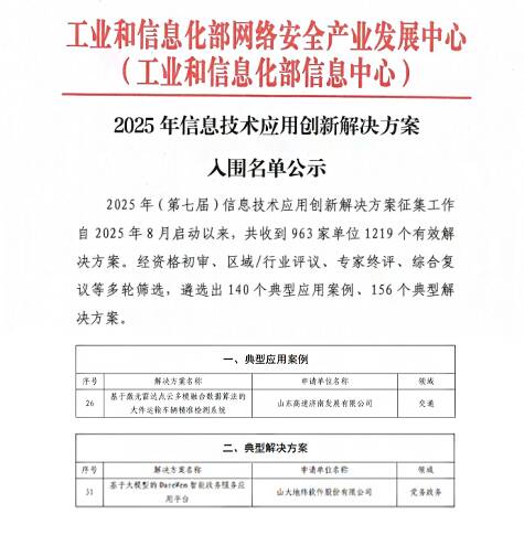 山东高速集团两项成果入选国家级信息技术应用创新解决方案
