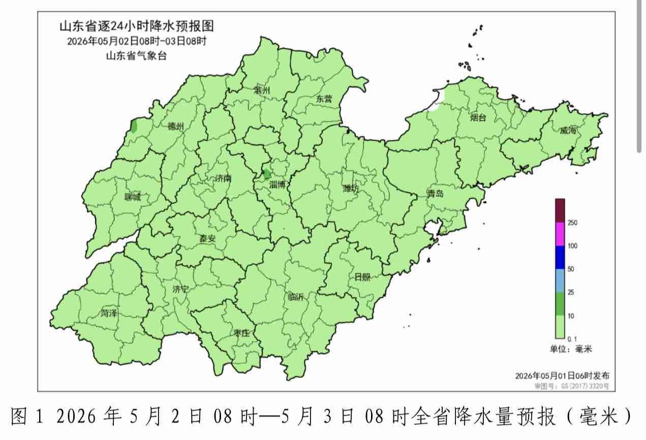 2日全省有小雨 “五一”期间山东大部地区以晴好天气为主