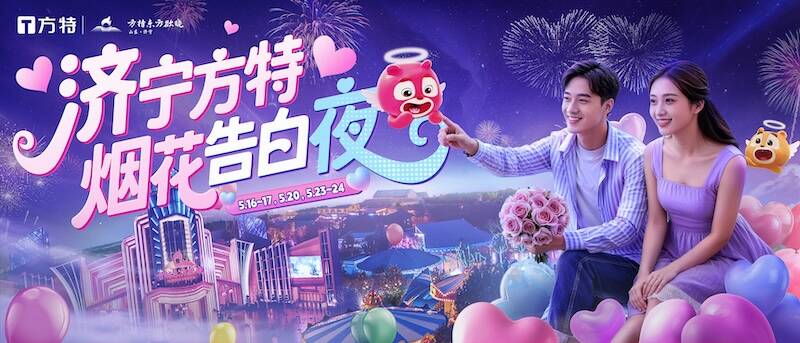 济宁方特“烟花告白夜”来袭 让花瓣雨与告白气球见证甜蜜时刻
