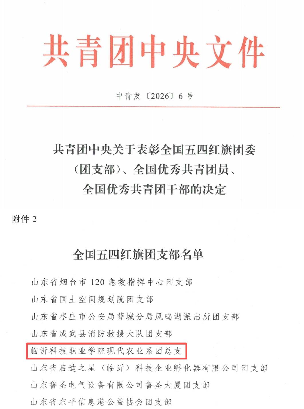 临沂科技职业学院现代农业系团总支获评全国五四红旗团支部