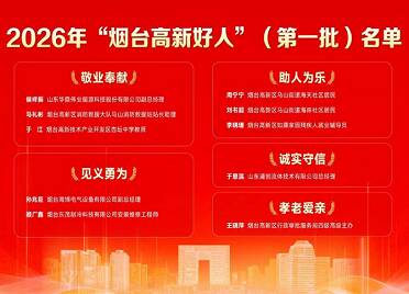 烟台高新区发布2026年“烟台高新好人”（第一批）名单