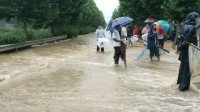 30秒丨暴雨天沂南青驼镇部分村民冒险捕鱼 记者提醒：太危险 不可取