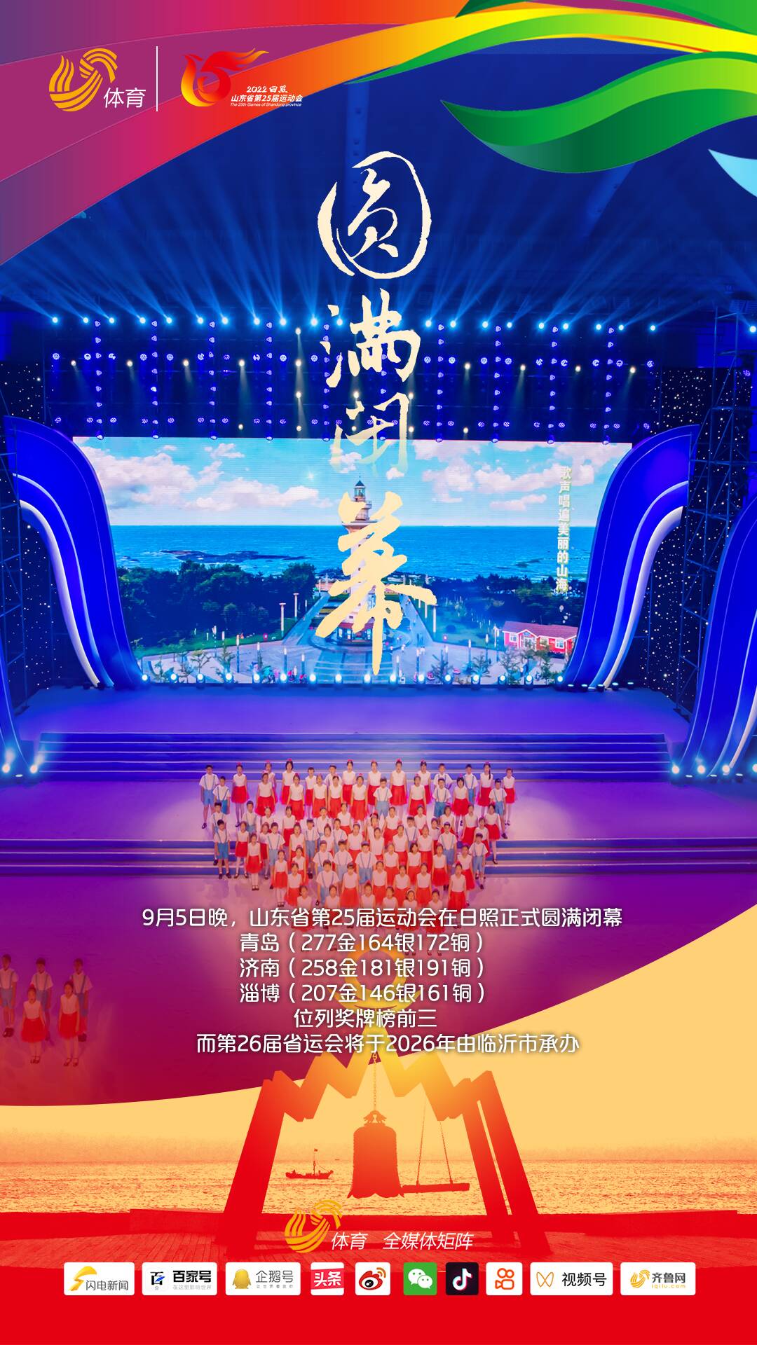山东省第25届运动会在日照圆满闭幕，26届省运会将于2026年由临沂市承办