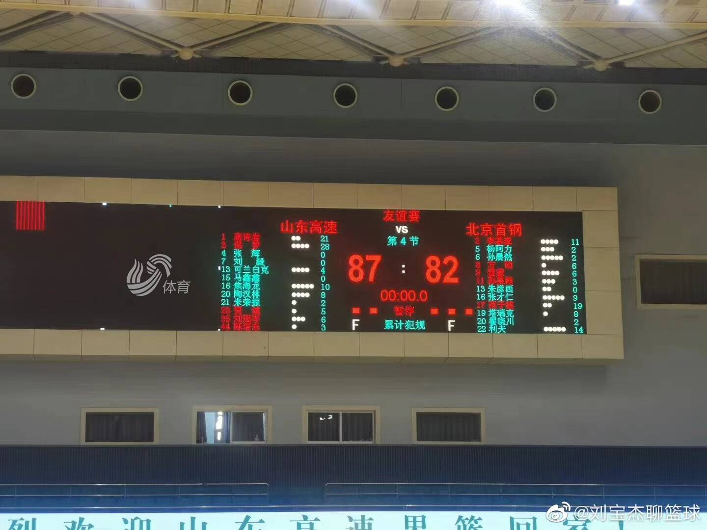 高诗岩21分 山东男篮热身赛87-82战胜北京
