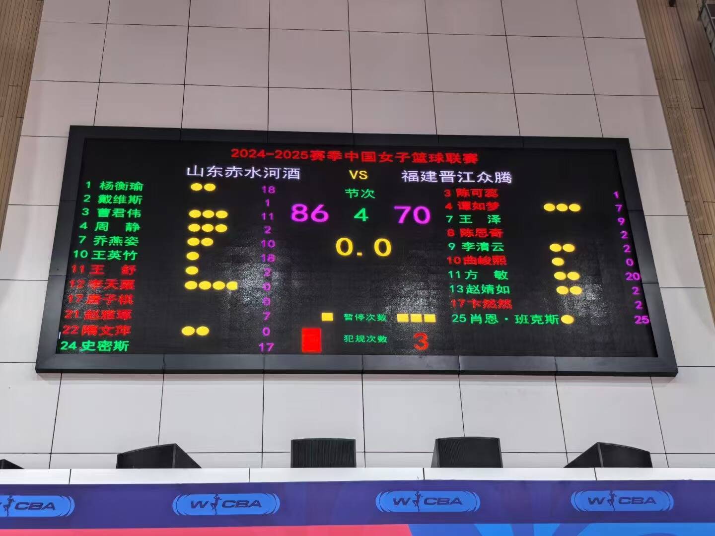 WCBA常規賽:山東赤水河酒女籃86-70大勝福建晉江眾騰