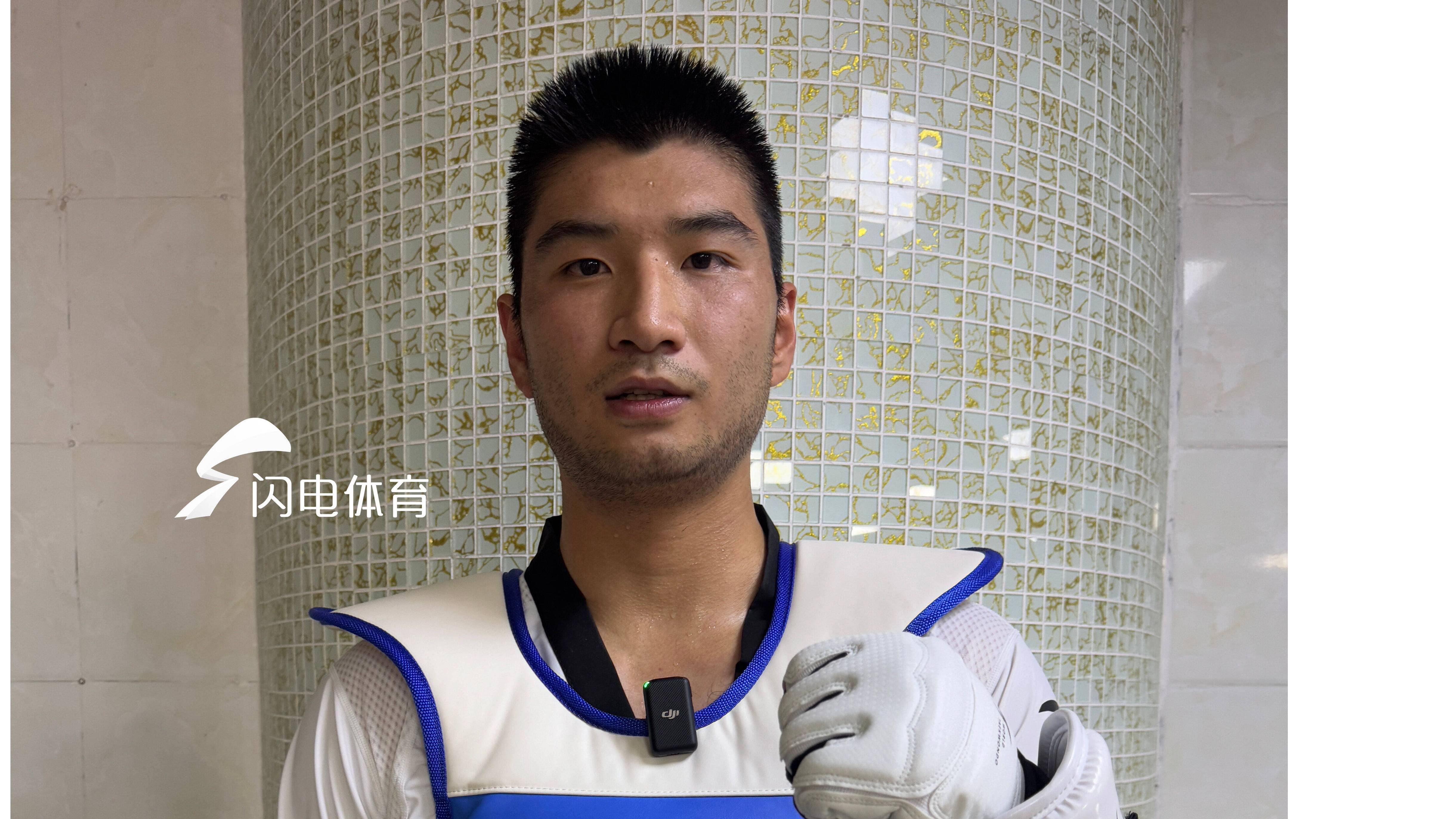 十五運跆拳道男子80公斤以上級決賽，山東選手劉朝陽收獲銀牌