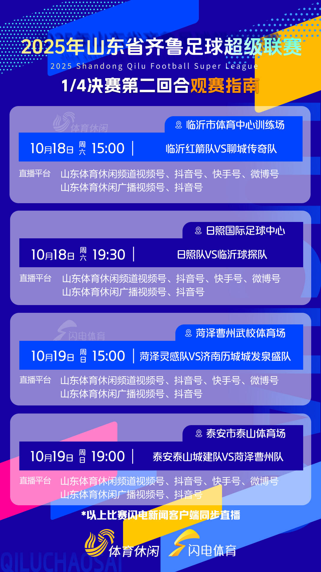 2025年山东省齐鲁足球超级联赛，1/4决赛第二回合观赛指南