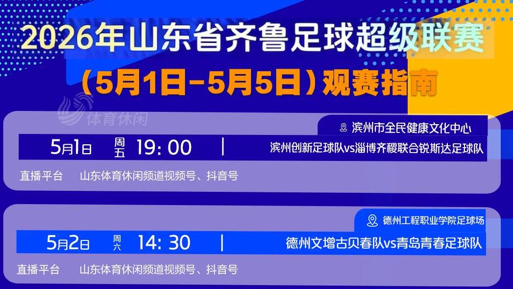 齐鲁超赛五一假期八场激战，山东体育休闲频道全程直播
