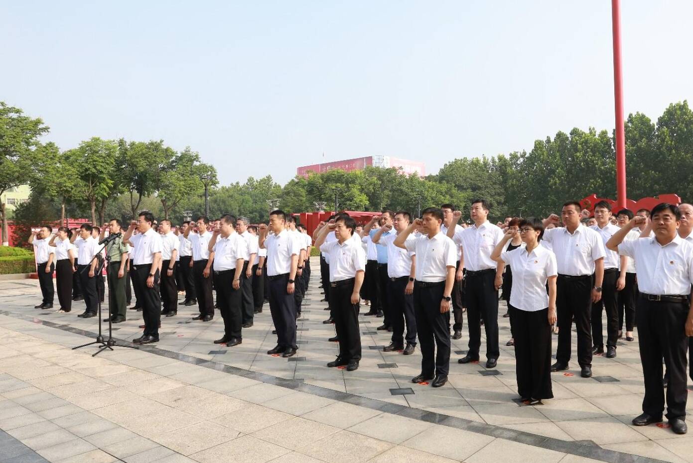 平原县举行领导干部现场党课并开展七一新党员集体宣誓活动